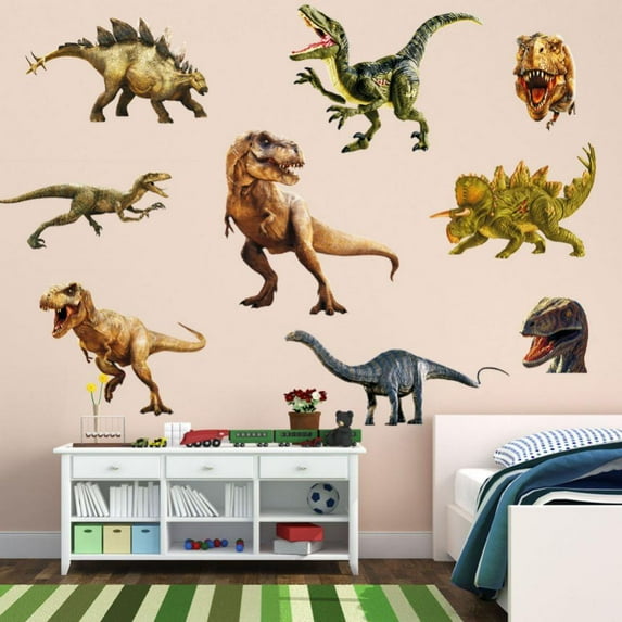 Wall Stickers Waterproof Removable 3D Dinosaur Decorative Stickers Wall Decals Mural Stickers for Kids Room Bedroom Living Room TV Background Window Decor
