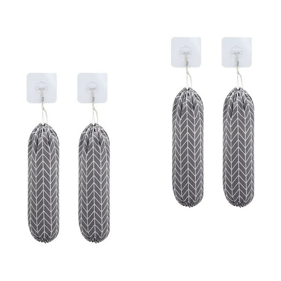Wall Storage Bag Grocery Sack Holder Trash Bags Carrier Organizer 4 Sets Hanging Metal Polyester Plastic