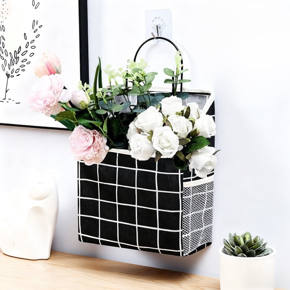 Wall Storage Bag, Hanging Storage Bag for Dorm Room, Wall Mounted Fabric Organizer with Pockets for Keys Phone, Over Door Storage Pouch for Bedroom Entryway Office