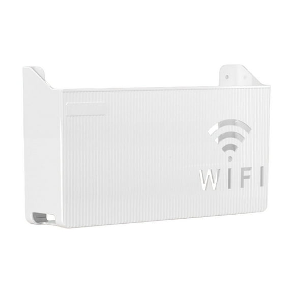Wall Storage Box Wall Mount Storage Organizer Box for Router and Electronics, Punch-Free Adhesive Wall Shelf for Living Room Bedroom Home Organization, White Black Gray Pink Blue Router Rack