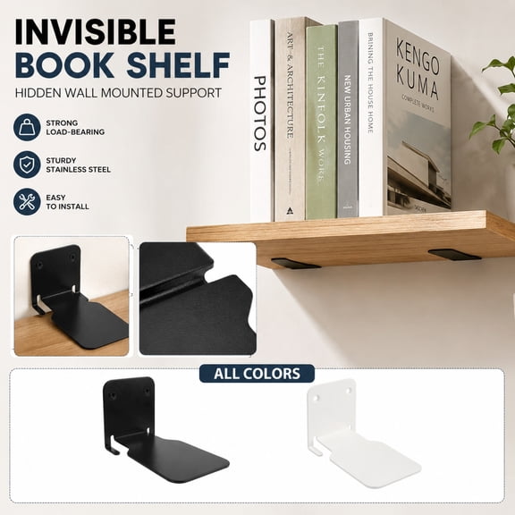 Wall Storage, Floating Shelf for Wall, Black Floating Shelf, Metal Wall Shelf, Invisible Hidden Wall Mount Books Display Organizer 4X2.5X2.5 in Small Wall Mounted Storage Rack, No