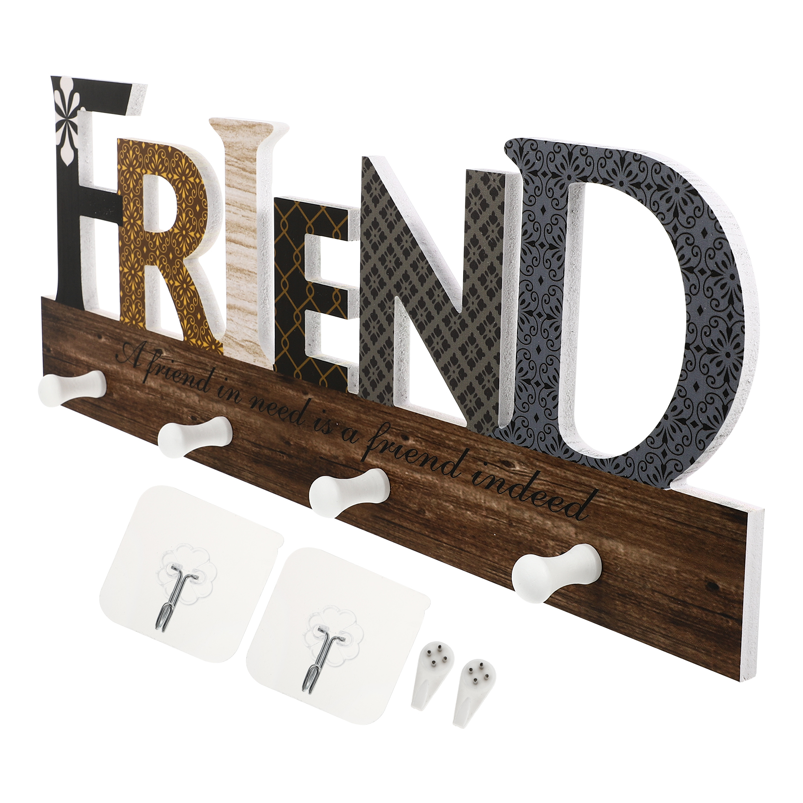 Wall Storage Hook Wood Coat Heavy Duty Clothes Hanger Hanging No