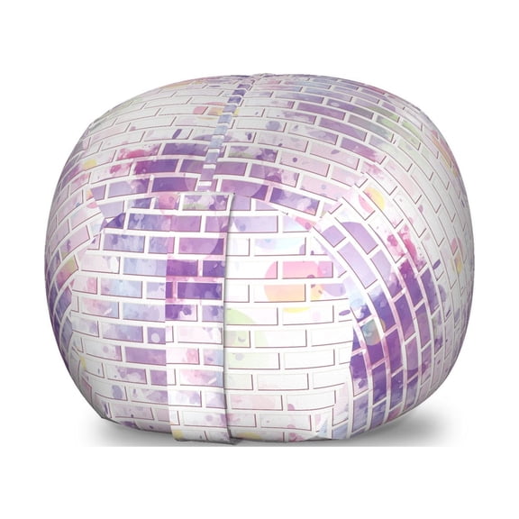 Wall Storage Toy Bag Chair, Vector Illustration of Graffiti Brick Wall Pattern Design Street Art, Stuffed Animal Organizer Washable Bag, Small Size, Violet and Lavender, by Ambesonne