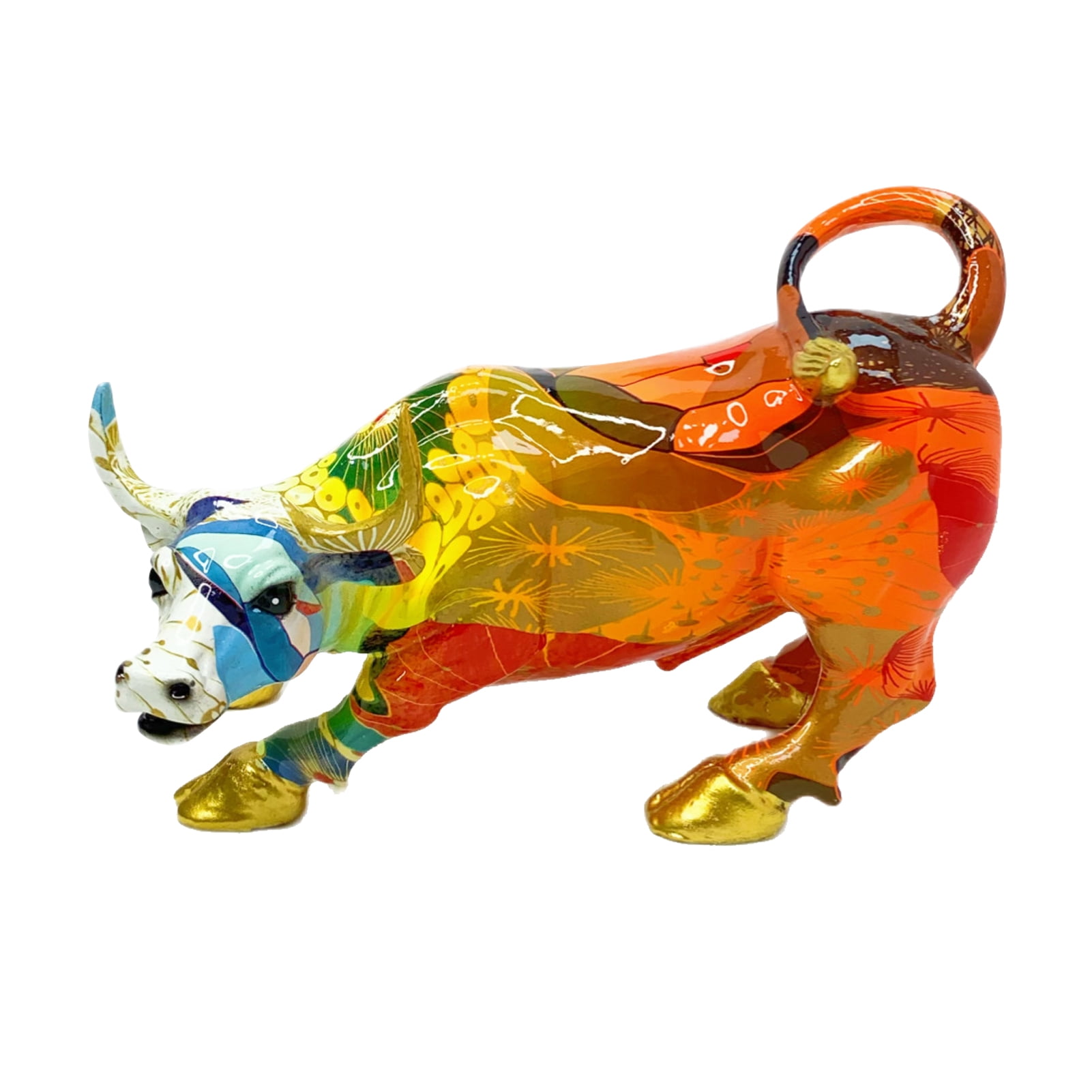 Wall Street Bull Ornament, Charging Bull Animal Figurine Art, Resin ...