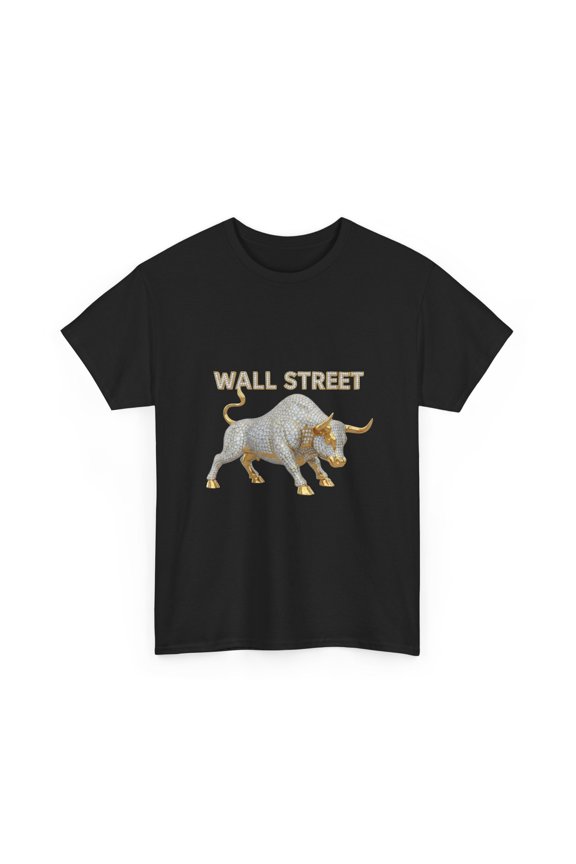 Wall Street Bull T-Shirt | Charging Bull Graphic T-Shirt, Luxury Gold T-Shirt