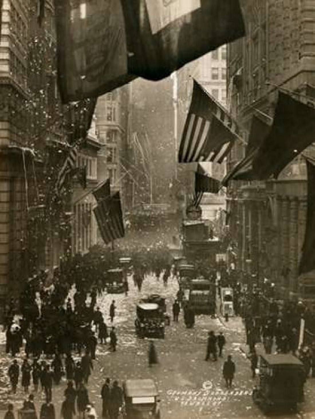 Wall Street Celebration as Germany Surrenders Canvas Art - Unknown (18 x 24)