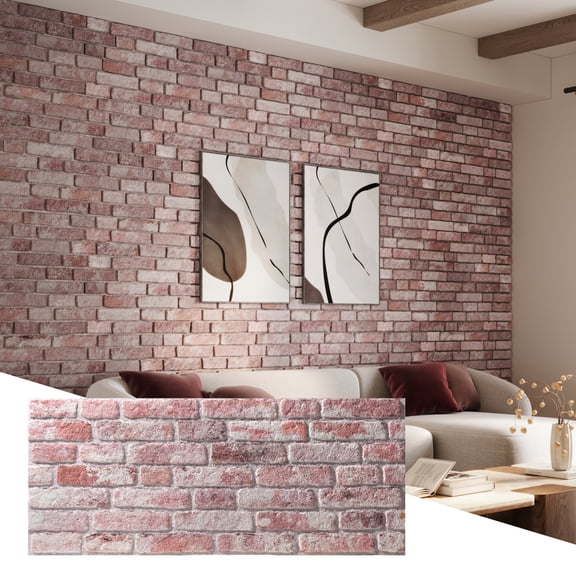 Wall!Supply 0.79 in. x 19.69 in. x 47.24 in. UltraLight Faux Brick Red-White HD Printed Jointless Common Plank (4-Pack)