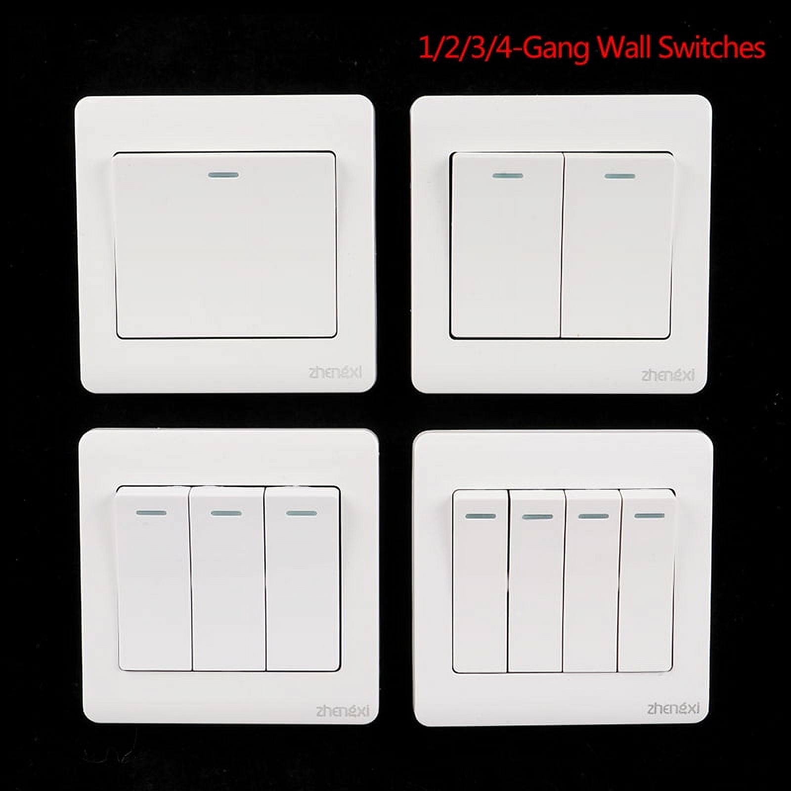 Wall Switch 1/2/3/4 Gang 1Way Button Wall Light Switch On / Off Push Button