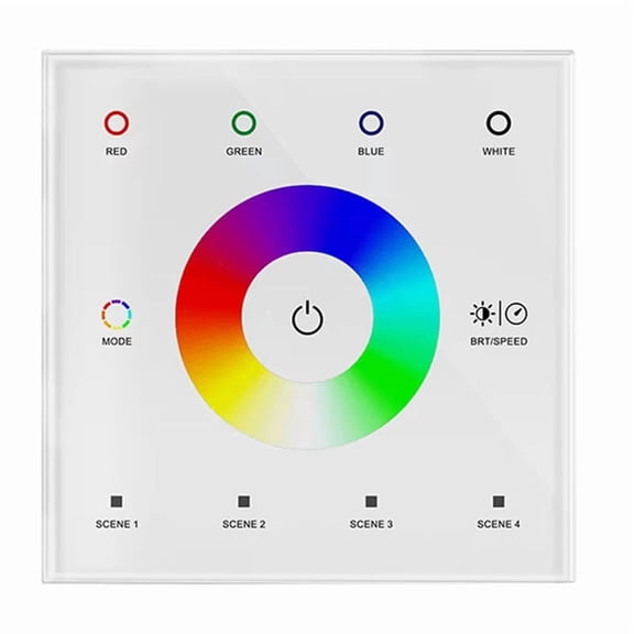 Wall Switch Dimmer LED Controller Wall- Mounted Touch Panel Switch for DC12V-24V RGBWW LED Strip Lighting White