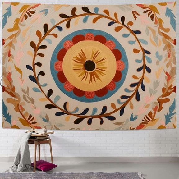 Wall Tapestry Bohemian - Floral Vine Wall Hanging Celestial Sun Moon and Star Tapestries Hippie Home Decor Boho Tapestry for Bedroom Aesthetic 40x30inch