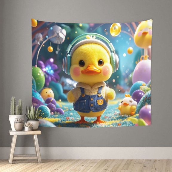 Wall Tapestry Headphone Duck 4 Cute Tapestry Wall Hanging Dorm Bedroom Living Room Decor