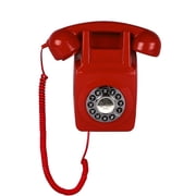 Wall Telephone, Corded Landline Phone for Home, Wall Mounted Retro Telephone, 1960s Old Fashion Antique Phones, Single Line Analog Trimline Phone with Loud Ringer for Seniors Red