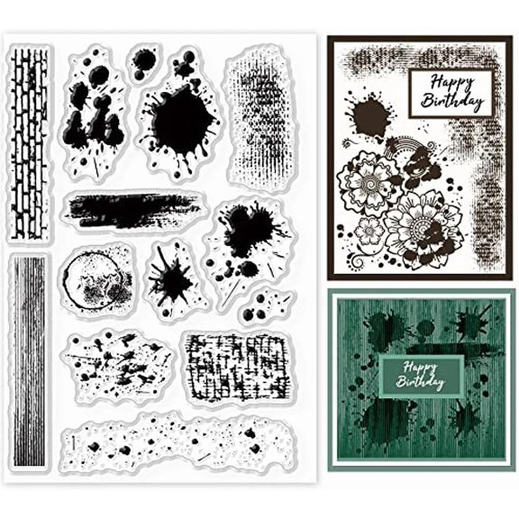 Wall Tile Stain Background Clear Stamps Splatter and Brush Strokes Silicone Clear Stamp Seals for Cards Making DIY Scrapbooking Photo Journal Album Decoration