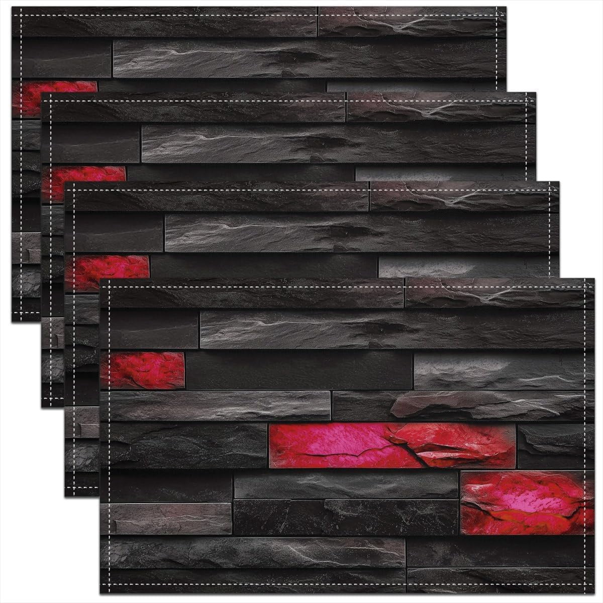 Wall Tiles Red Brick Place Mat for Kitchen Dining Table Party Decor ...