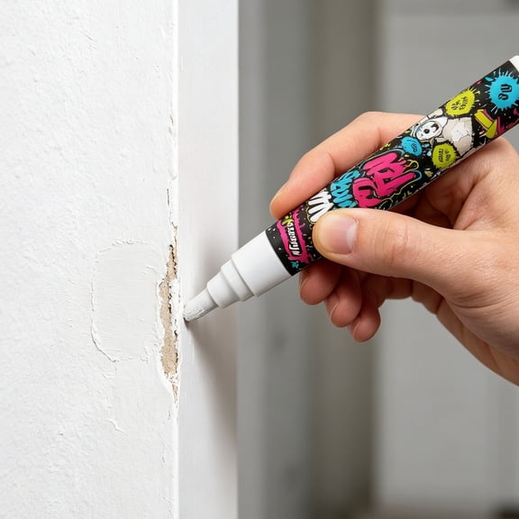 Wall Touch Up Paint Pen, White Portable Repair Marker with Fine Tip for Covering Small Scuffs Scratches Stains and Chips on Interior Walls Doors and Trim, 20 g