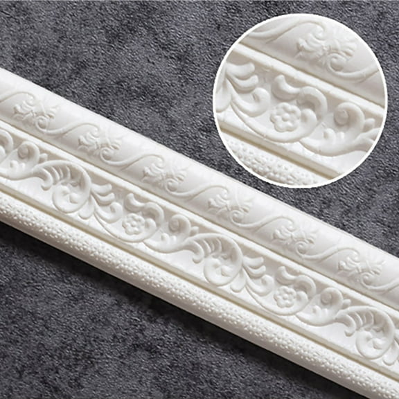 Wall Trim Line Skirting Border, 3D Pattern Sticker Decorative Adhesive Wall Border Strip, Foam Molding Trim for Home Baseboard Corner Line Wall Waist Lines Wallpaper