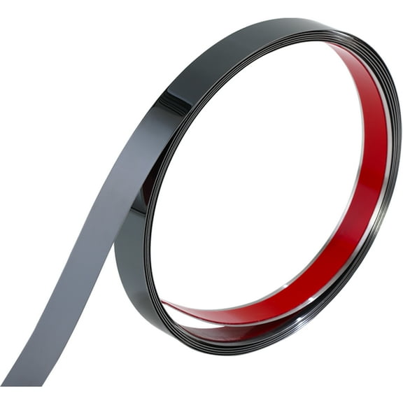 Wall Trim Molding, Stainless Steel Peel and Stick (Mirror-Like Finish), Flexible Self-Adhesive Metal Trim for Ceiling, Mirror Frame and More, Metallized Black