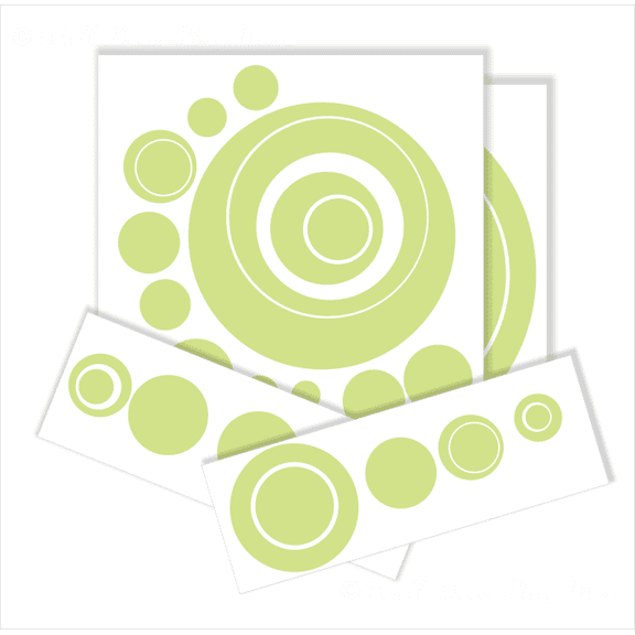 Wall Vinyl Sticker Decal Circles, Rings, Dots 25+pc 11in Large Home Decor, Celadon Green