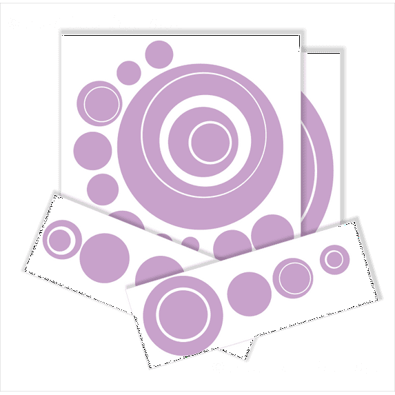 Wall Vinyl Sticker Decal Circles, Rings, Dots Shapes 25+pc 11in Large Home Decor, Lilac