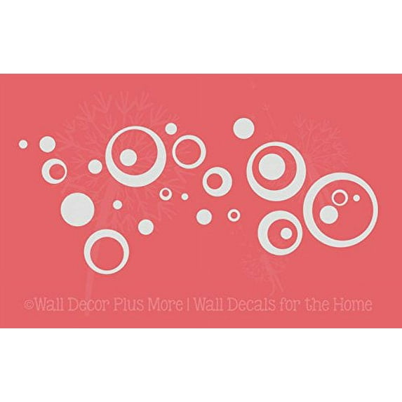 Wall Vinyl Sticker Decal Circles Rings and Dots Shapes, 30-Piece, Light Gray