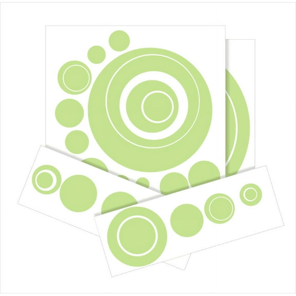 Wall Vinyl Sticker Decal Circles Rings and Dots Shapes, Key Lime Green, 25-Piece