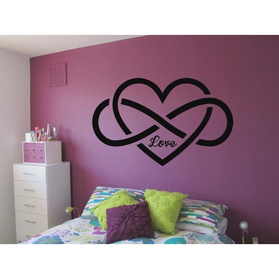 Wall Vinyl Sticker Love Heart Art Wall Decals Infinity Sign Pattern Wall Stickers Romantic Removable Waterproof 42x66cm