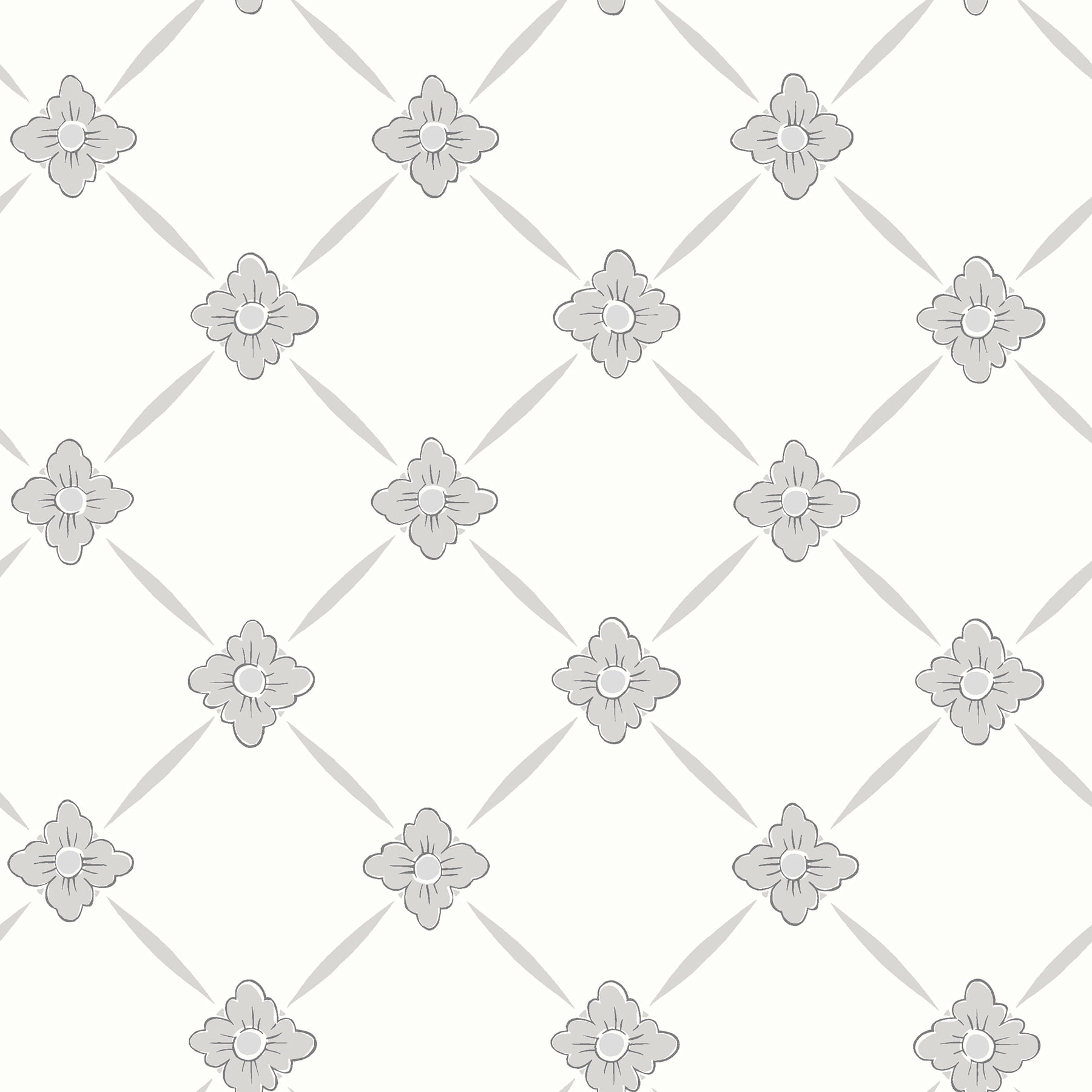 Wall Vision Linne Light Grey Geometric Floral Wallpaper