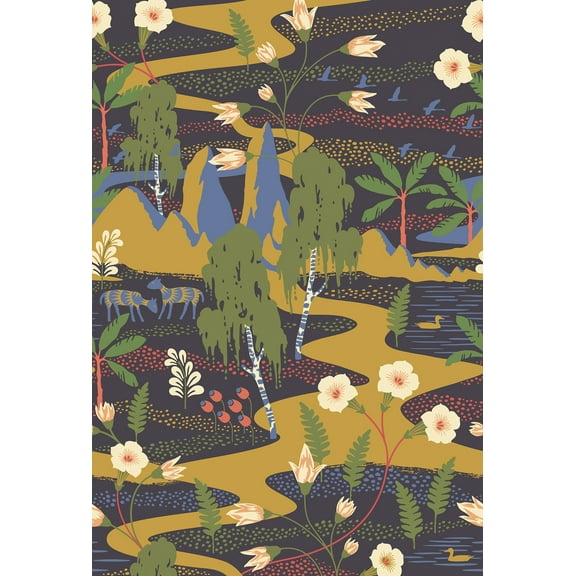 Wall Vision Spring Garden Off White Botanical Unpasted Non Woven Blend Wall Mural, 21-in by 33-ft, 57.8 sq. ft.