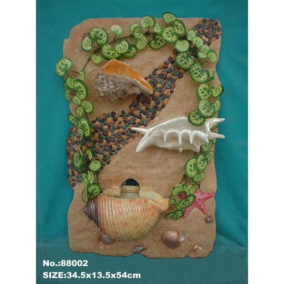 Wall Water Fountain Decorated with Shelves and Leave