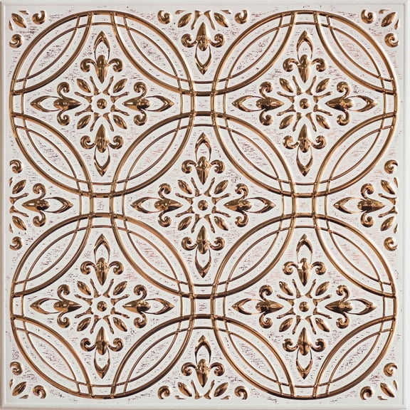Wall Wear Peel and Stick Backsplash Metal Tiles, 10 Pack of 8"x 8" Pastel Painted Gold Design, Water Resistant, Easy Install, Kitchen & Bathroom