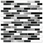 Main Street 8"x8" Black and White Marble Peel and Stick Tiles, Backsplash, Metallic Decor - 24PACK