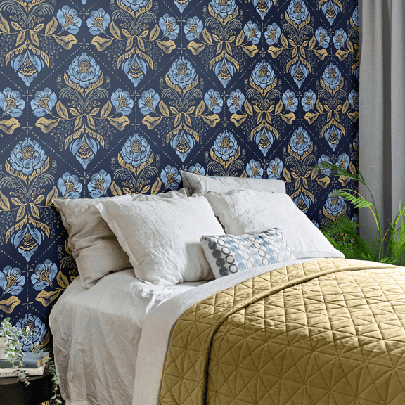 Wall Wear Peel and Stick Vinyl Wallpaper Roll 17.5" x 216" Vintage Bloom Design, Removable Self Adhesive Wall Covering with Bubble Release Technology