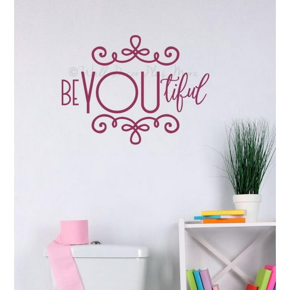 Wall Word Decor Stickers BeYOUtiful Girls Bathroom Art Decals Vinyl Letters 23x17-Inch Berry