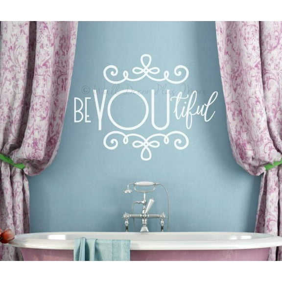 Wall Word Decor Stickers BeYOUtiful Girls Bathroom Art Decals Vinyl Letters 23x17-Inch White