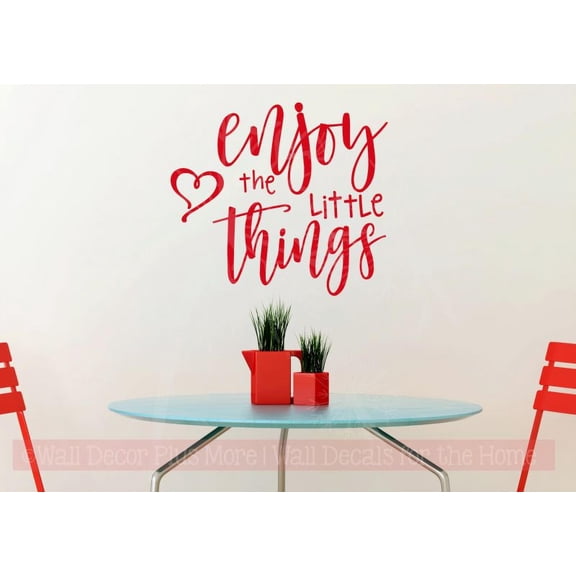 Wall Words Decal Enjoy The Little Things Vinyl Art Decor Sticker Quotes 26x23-Inch Cherry Red
