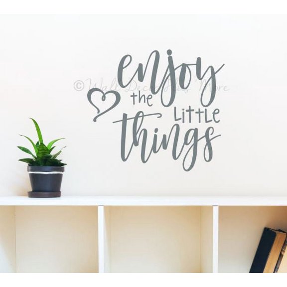 Wall Words Decal Enjoy The Little Things Vinyl Art Decor Sticker Quotes 26x23-Inch Storm Gray