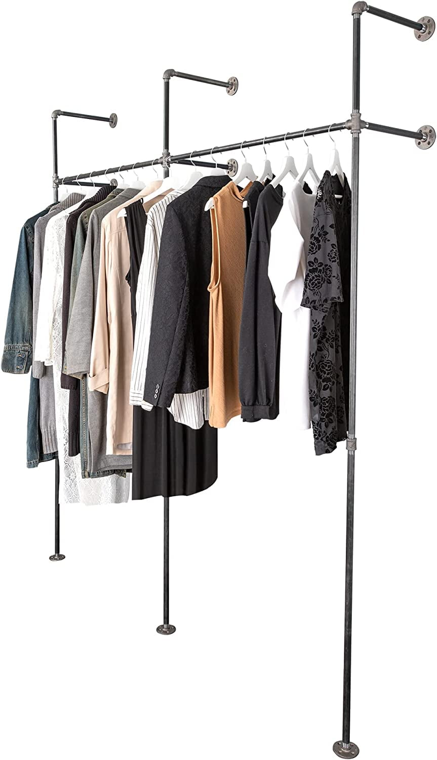 Wall and Floor Mounted Modular Clothing Rack, Steel Pipe, Fittings and ...