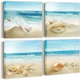 thumbnail image 1 of Wall art for living room Bedroom Seashell Picture - canvas-wall decor canvas wall prints for Wall Decor for Dining Room Starfish Nature Picture Blue Canvas Artwork A set includes 14x14x4 panels, 1 of 6