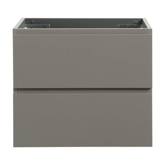 Wall cabinet gray double drawers silent soft closing for efficient bathroom storage