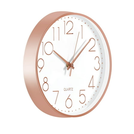 Wall clock Plastic Silent Suitable for decoration 10in Rose Gold