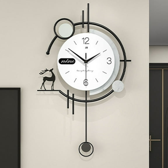 Wall clocks for living room, modern minimalist wall clock without ticking, metal silent wall clock, silent clocks with pendulum, for living room bedroom kitchen
