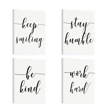Wall-eMart Black and White Canvas Art Wall Art Inspirational Quote & Motivational Phrases for Office or Living Room Home Decor Ready to Hang (Set of 4 8"x10")