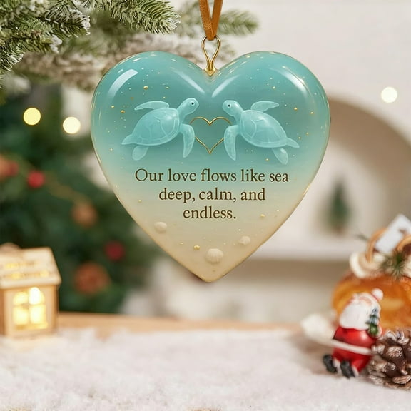 Wall hangs,Acrylic Heart Turtle Ornament "Our Love Flows Like Sea" Hanging Decoration For Christmas Tree Wedding Anniversary