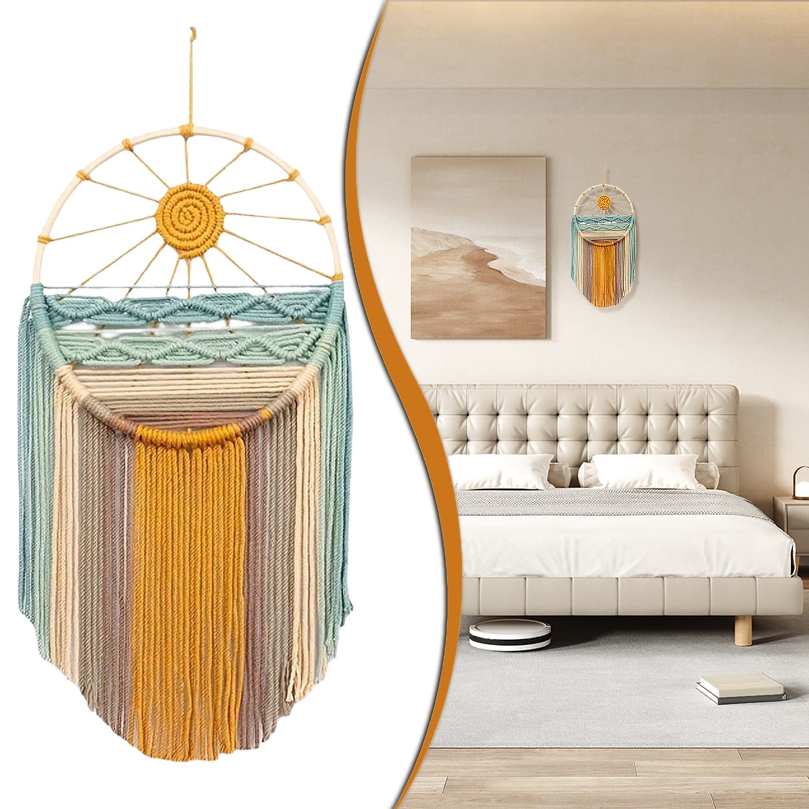 View of Wall hangs,Macrame Wall Hanging Macrame Wall Decor Sun Wall Art Hand ...