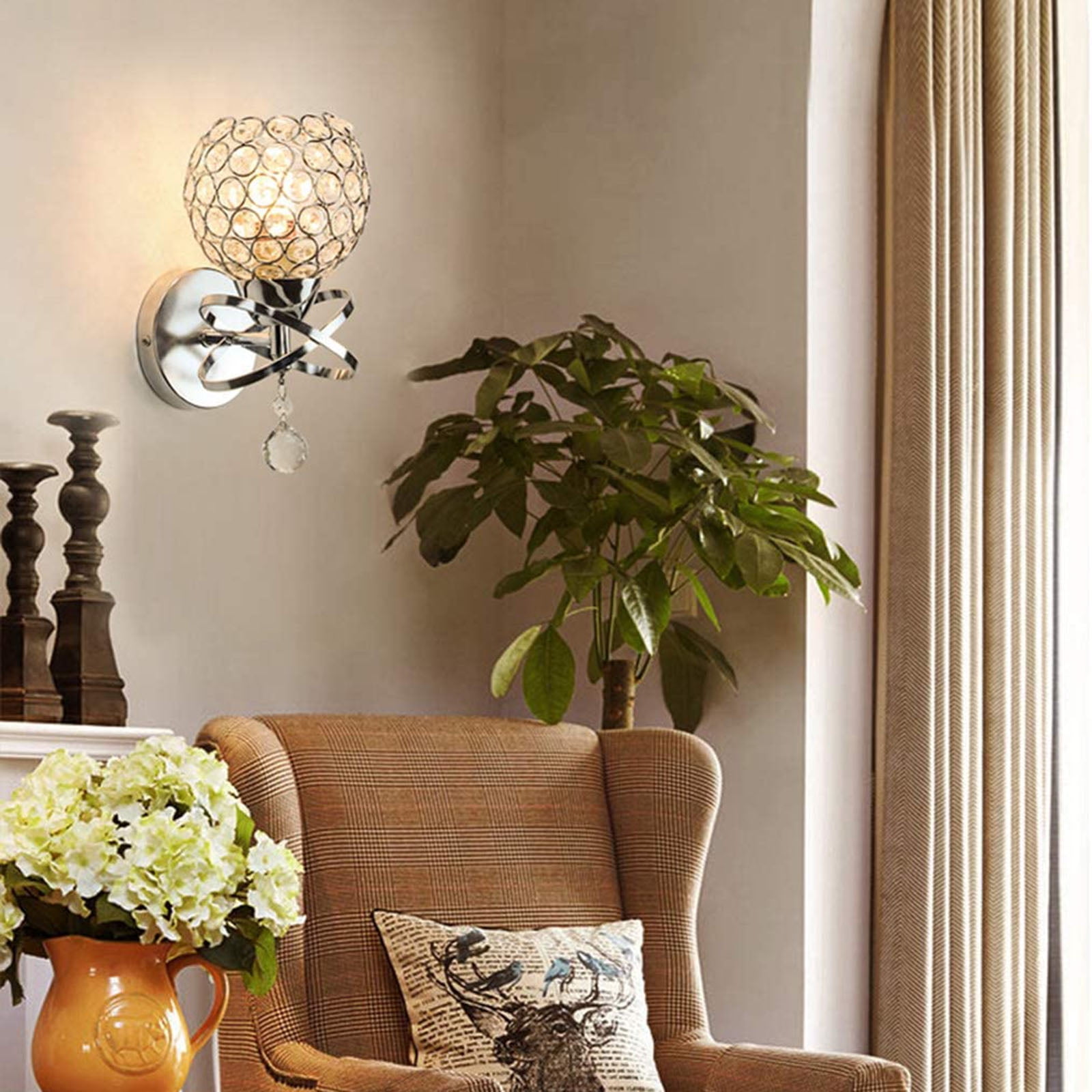 Wall lamp,Round Modern Bedside Modern Bedside Wall Socket Not Included