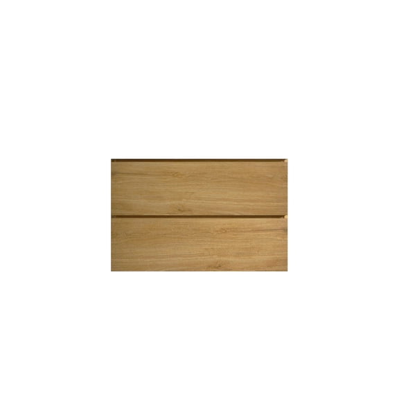 Wall mount cabinet in natural oak two drawers pre - assembled for an organized and stylish bathroom