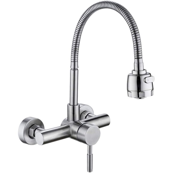 Wall-mounted 304 stainless steel, kitchen sink, balcony laundry pool, hot and cold mixing valve, wall mount