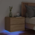 thumbnail image 1 of Wall-mounted Bedside Cabinet with LED Lights Sonoma Oak, 1 of 11