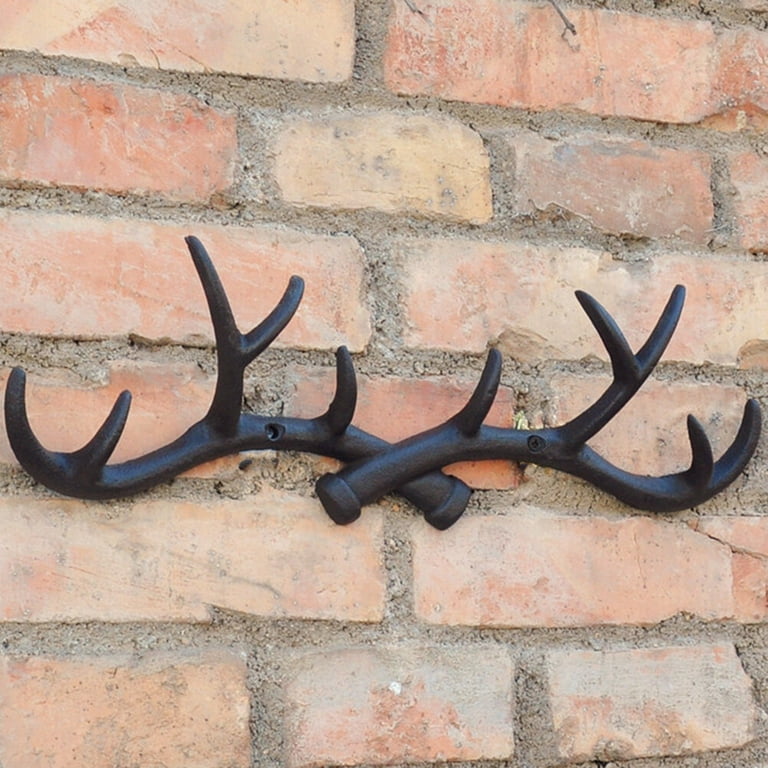 Wall-mounted Cast Iron Hanger Decorative Deer Antler Hook Rack Vintage Wall  Hooks for Coats Hats Keys Towels 