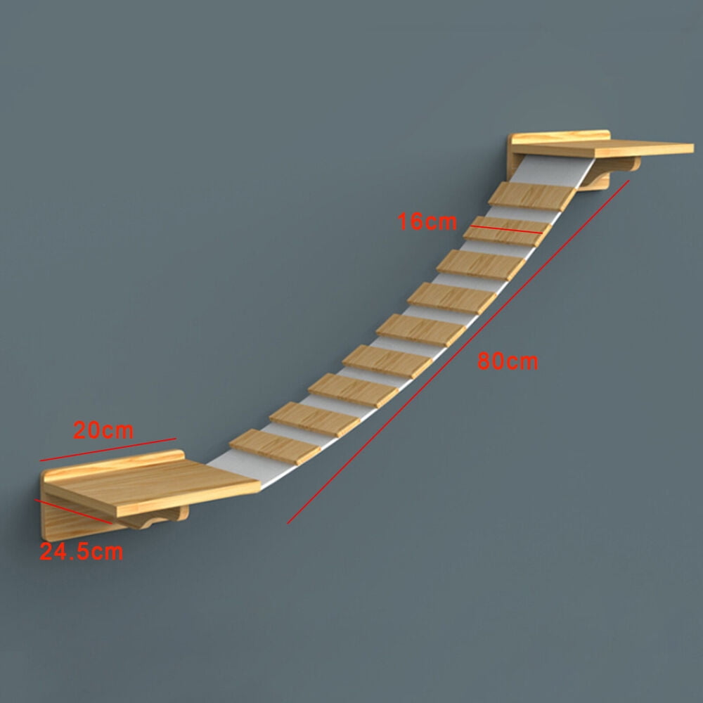 Wallmounted Cat Climbing Ladder Wood Stairs Jumping Platform Cat